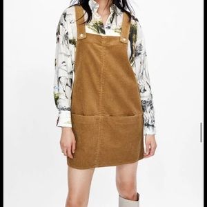 ZARA Brown Corduroy Overall Dress